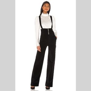 BRAND NEW - FRAME Velvet Suspender Pants - Cumberbund Wide Leg Jumpsuit